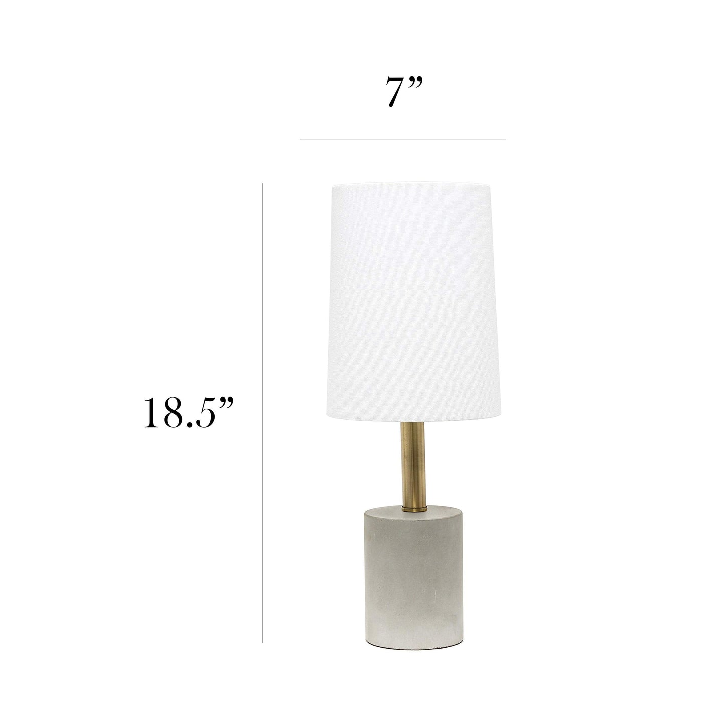 Elegant Designs Cement Table Lamp LT3314-WHT with Antique Brass Detail, White