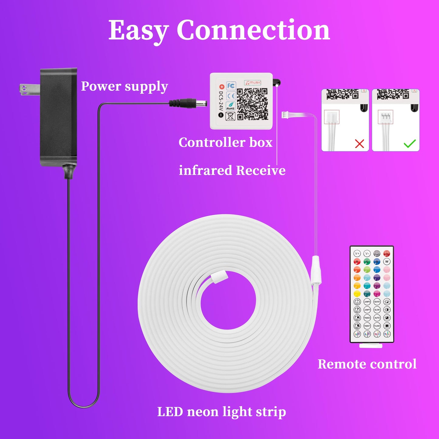 RIYO Neon Rope Lights - 32.8ft RGB LED Strip Lights, App & Remote Control, IP67 Waterproof, Multicolor, Model NL10M