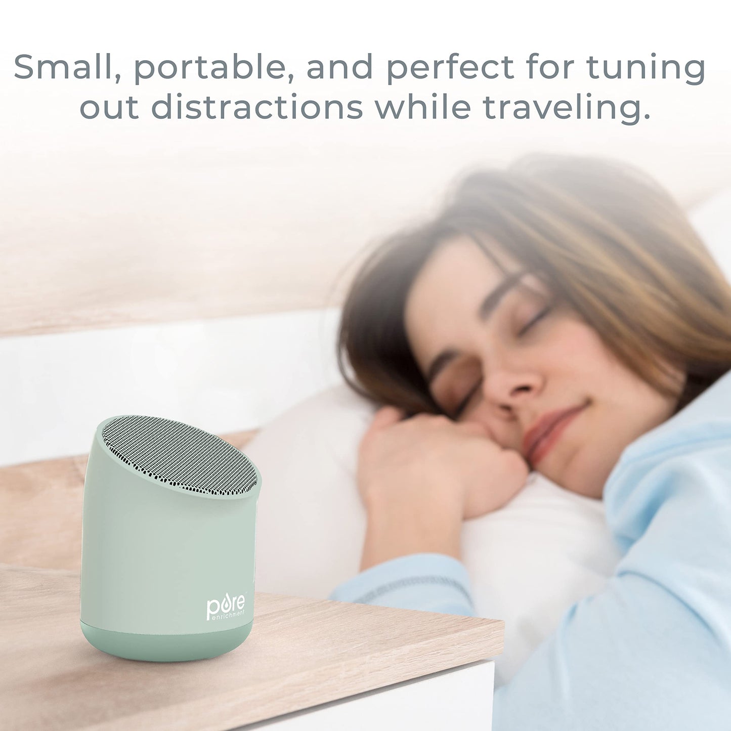 Pure Enrichment Wave Mini Zen Soothing Sound Machine - Portable Sound Machine for Yoga Studios, Travel & Sleep - 6 Relaxing Sounds, Optional Timer & Rechargeable Lithium Battery (Tranquil Green)