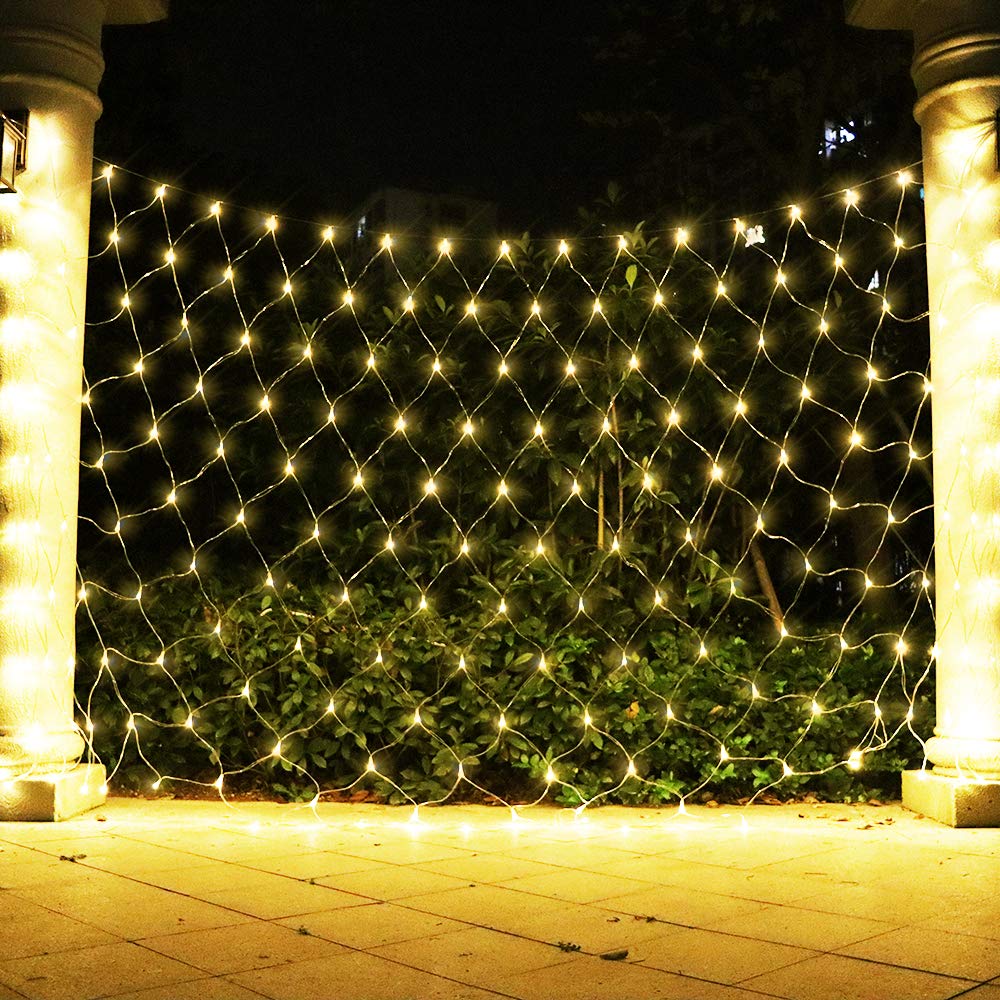 Vicila Net Light Mesh Lights  240Led Timer Tree Warp Fairy Lights Outdoor Pulg In Hanging String Light For Christmas  Halloween  Garden  Walkway  Bushes Decor-9.8Ft X 6.6Ft(Warm White)