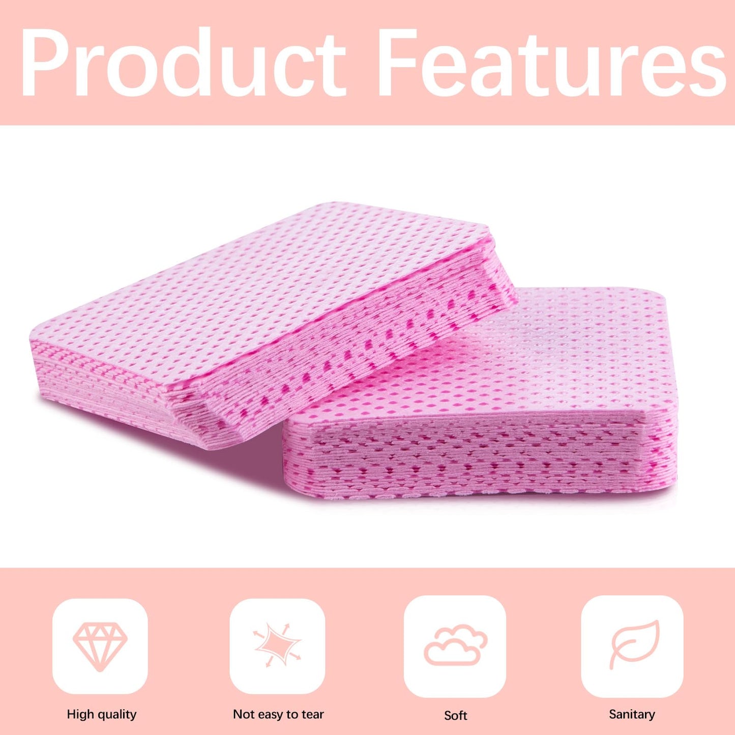 1500Pcs Lint Free Nail Wipes, Pink No Lint Nail Wipes for Gel Nails Lint Free Polish Remover Wipe Eyelash Extensions Glue Nails