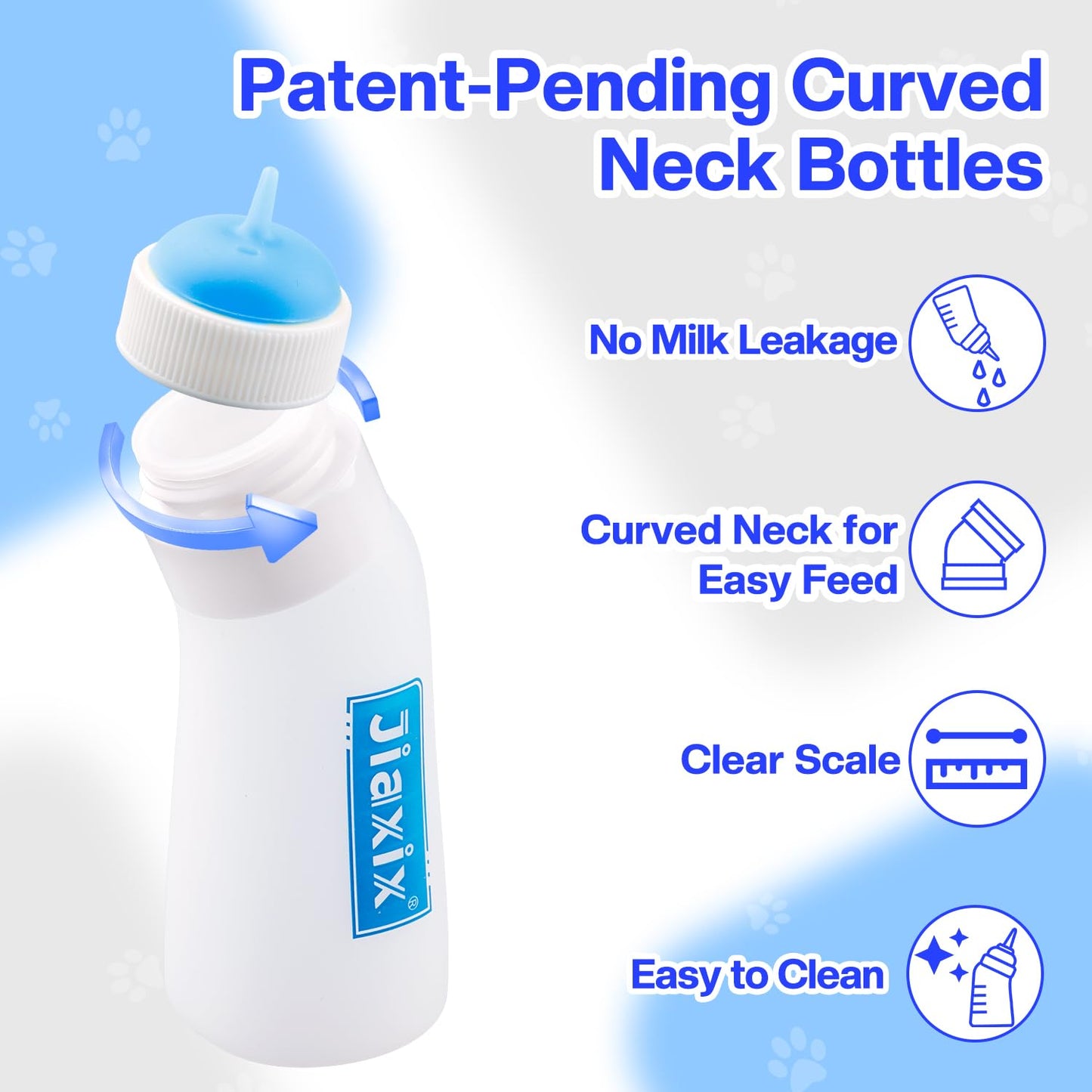 3 Pack Kitten Silicone Nursing Bottle,Silicone Feeding Nipple, Reusable Newborn Kitten Supplies, Suitable for Feeding Kitten, Puppy, Rabbit, Hamster (Blue, Small+Medium+Large)