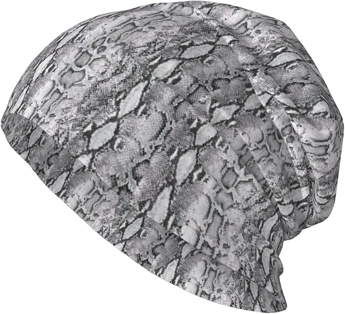 sackhg Snake Skin Black and White Print Winter Beanie Hat Men Women Soft Lightweight Thermal Cap for Outdoor Skiing Wear