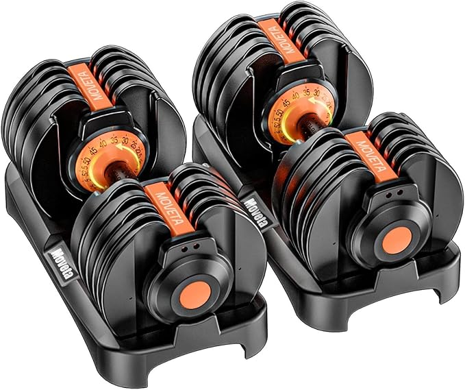 Moveta Adjustable Dumbbells Set of 2，Free Weights Dumbbells Set，Adjustable Dumbbell Set，52.5 lbs pair 105 lbs，15 in 1，for ...