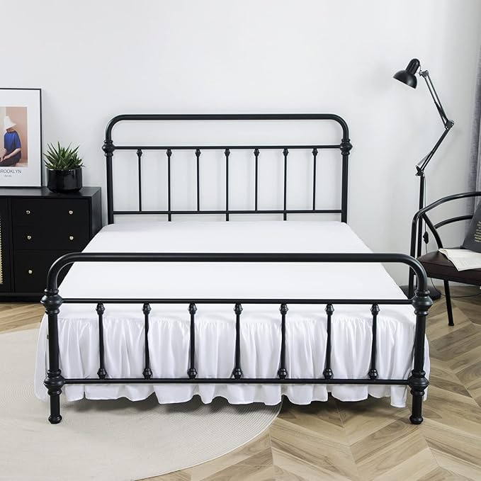 Bed Skirt Twin Size Ruffled Bed Skirt with Split Corners, 14 Inch Drop Dust Ruffle Bed Skirt with Platform, White