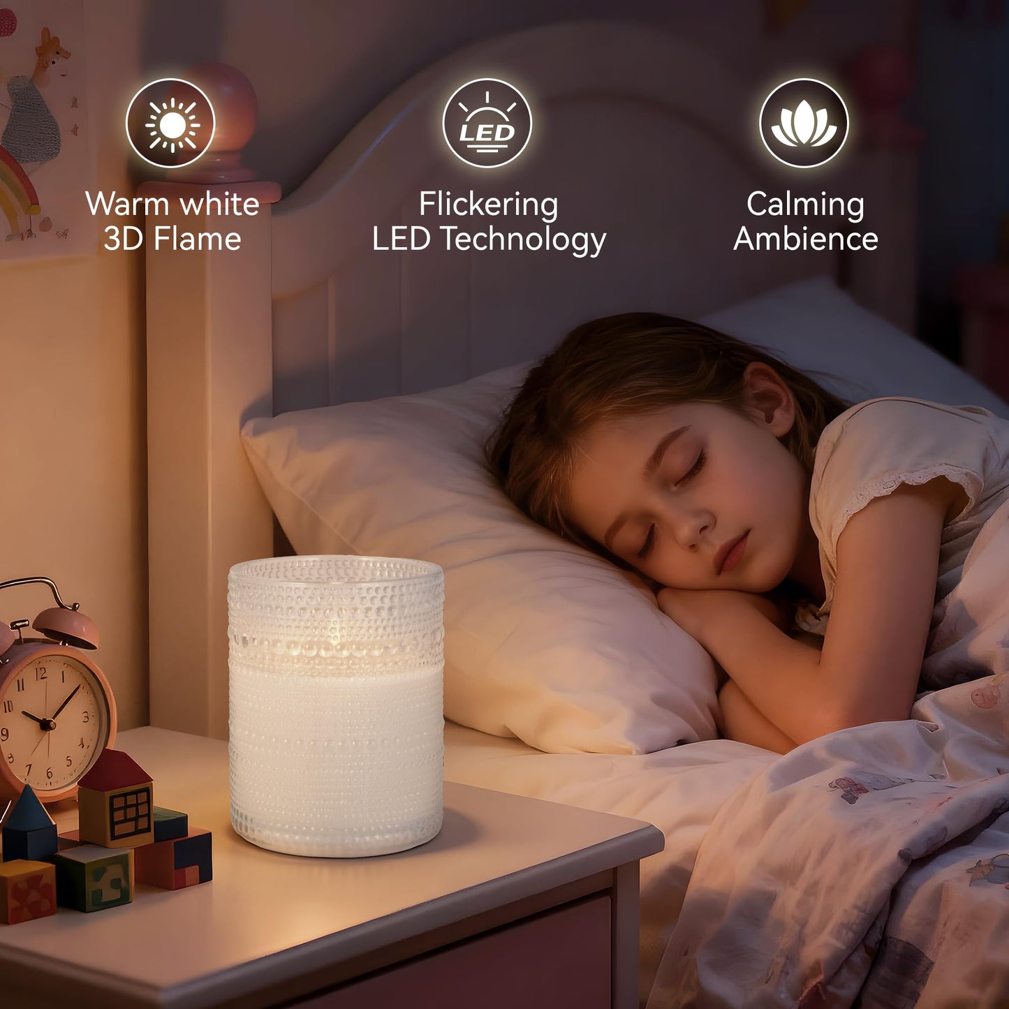 Velsyn Dotted Glass Flameless Candles with Remote Timer, Real Wax Battery Operated LED Pillar Candles with 3D Flickering Flame for Festival Wedding Home Party Decor, 3" x 4", 4" x 5", Set of 2 (White)