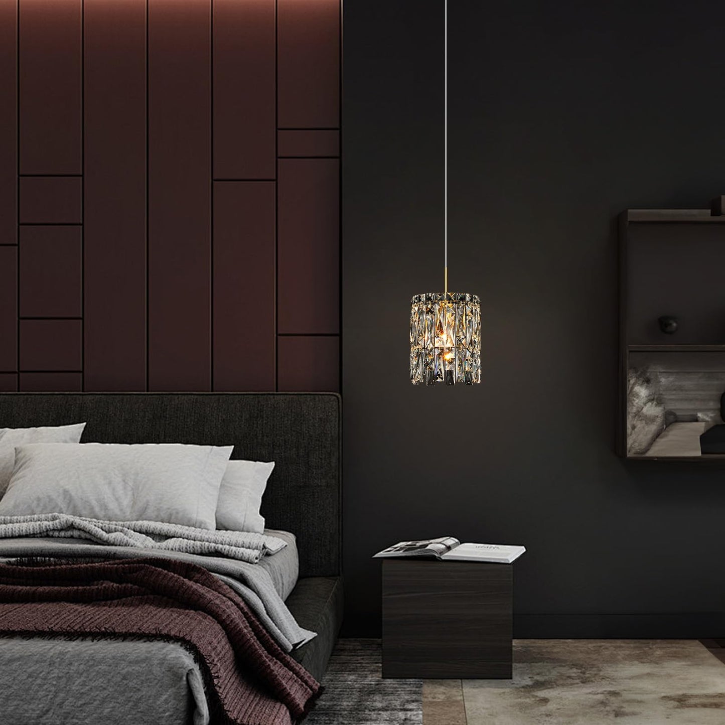 Nisidun Modern K9 Crystal Pendant Lights Kitchen Island 1 Lighting Gold Chandeliers For Dining Room Light Fixtures Over Table Hanging Chandelier For Kitchen Island Entryway Bathroom Bedhead Light
