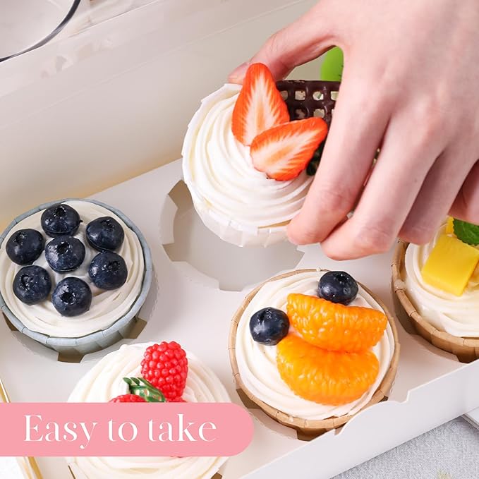 VGOODALL 6 Count White Cupcake Boxes, 15 Pack Cupcake Containers, 9.5 x 6.3 x 3 inches, Holding 90 Pastry Box for Birthday Holiday Party Bakery Supplies
