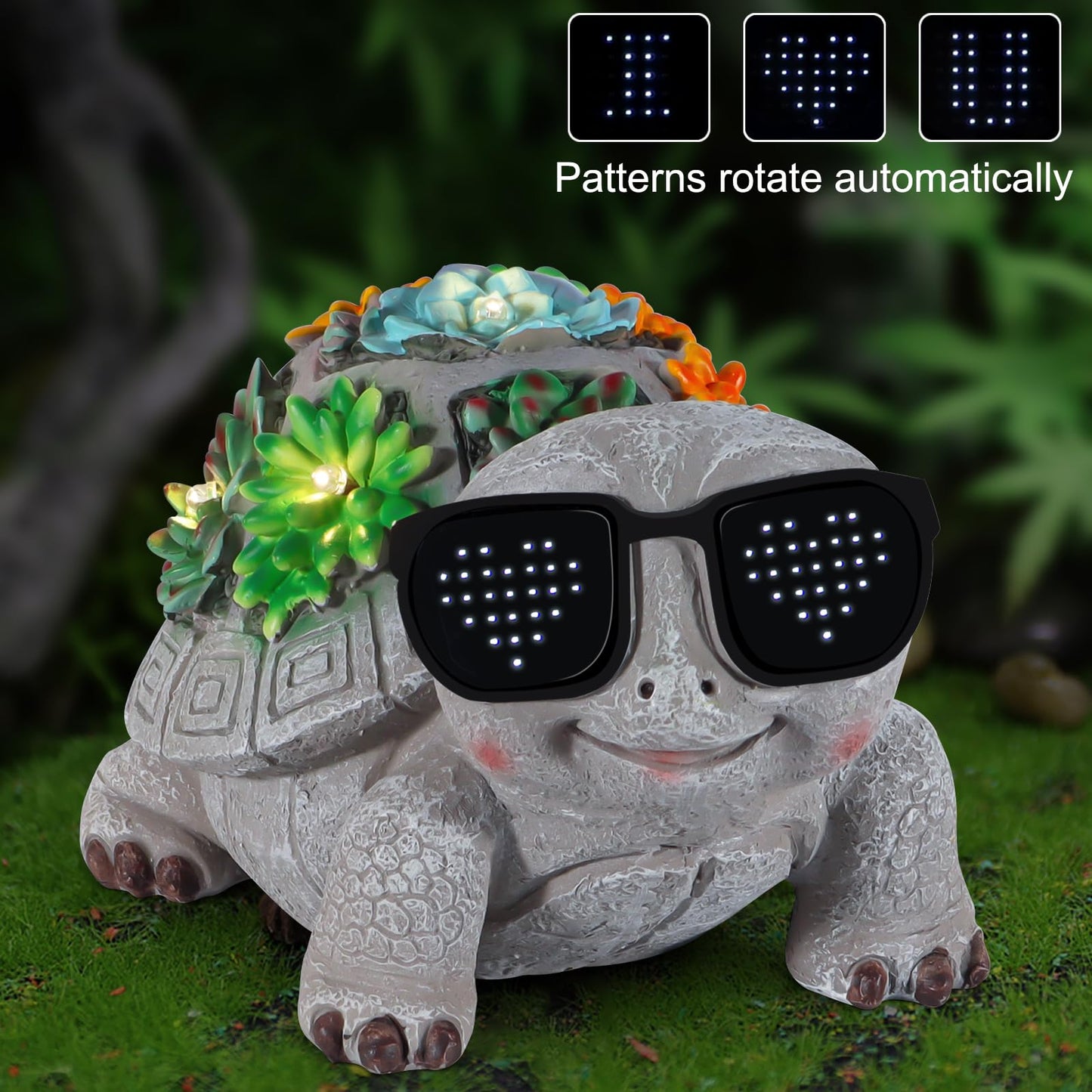 Pawatee Solar Garden Statues Turtle With Succulent And Led Lights Birthday Gifts For Women Mom Grandma Solar Outdoor Decor For Patio Backyard Yard Lawn Decoration-Unique