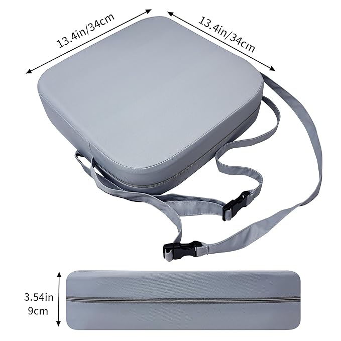 Toddler Booster Seat for Kitchen Chair, 3.5" Oxford Foam Cushion, Non-Slip Base, Adjustable Straps, Portable Dining Booster for Self-Feeding Toddlers at Home or on The Go (Grey)
