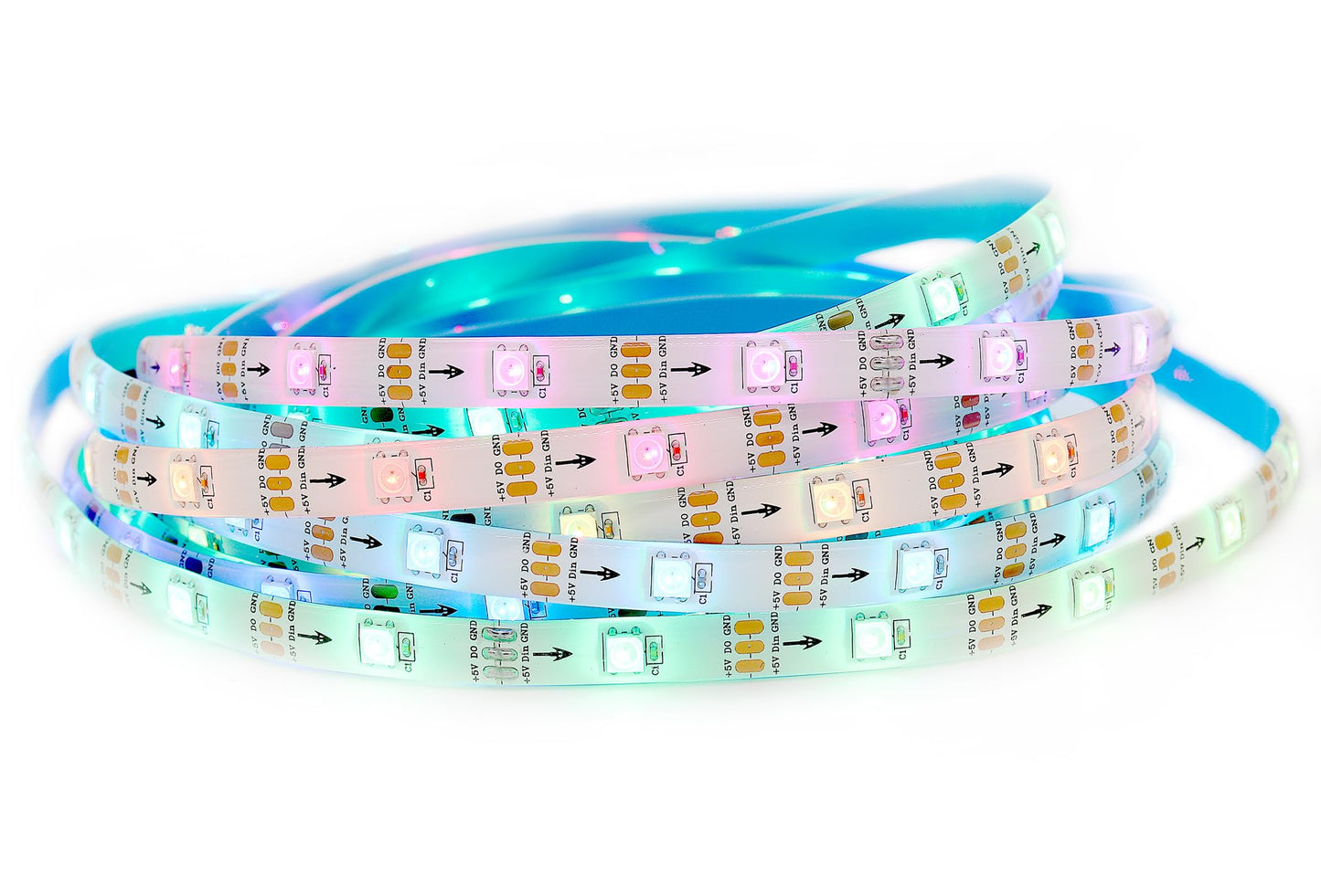 ADRESUNO WS2812b LED Strip - 16.4FT, 150 LEDs, White PCB IP65, Bluetooth APP, Music Sync, Remote Control