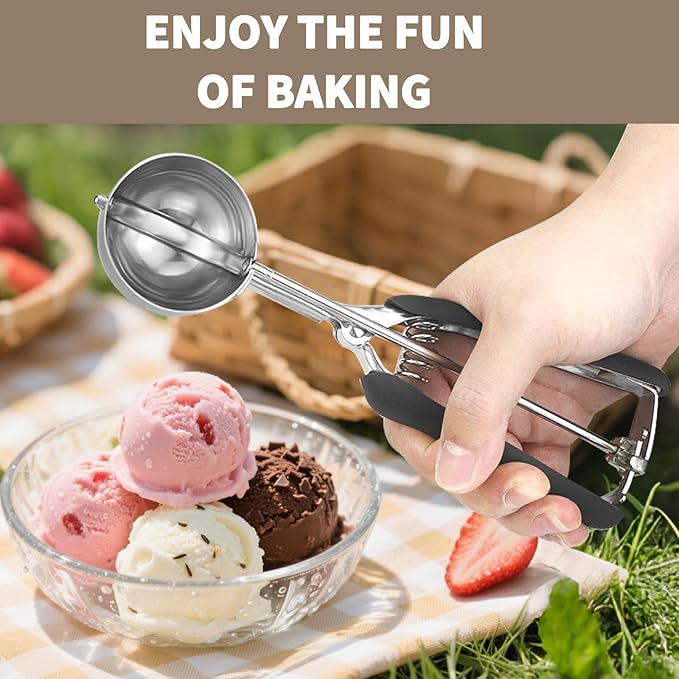 Large Cookie Scoop 3 Tablespoon, Size #20 Dough Scoops for Baking, Trigger Ice Cream Scooper, Stainless Steel Portion Scoop for Jumbo Cookies, Pancakes, Cupcakes, Meatballs