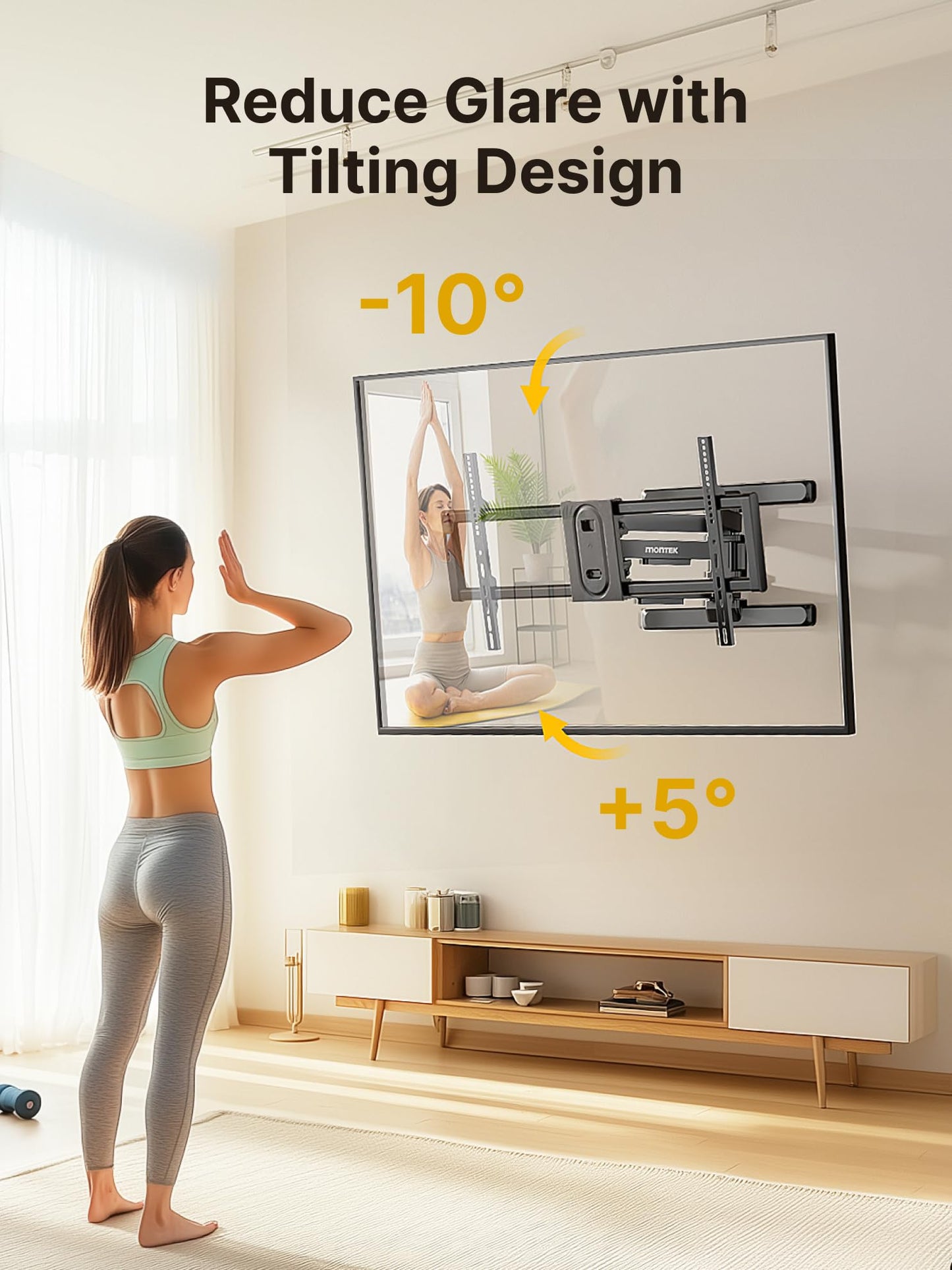 monTEK Full Motion TV Wall Mount for 43–95 Inch TVs, Pre-Assembled TV Mount with Tool-Free Tilt, Swivel, Extension, Max VESA 800 x 400mm and 132 lbs, 16″/18″ Wood Studs