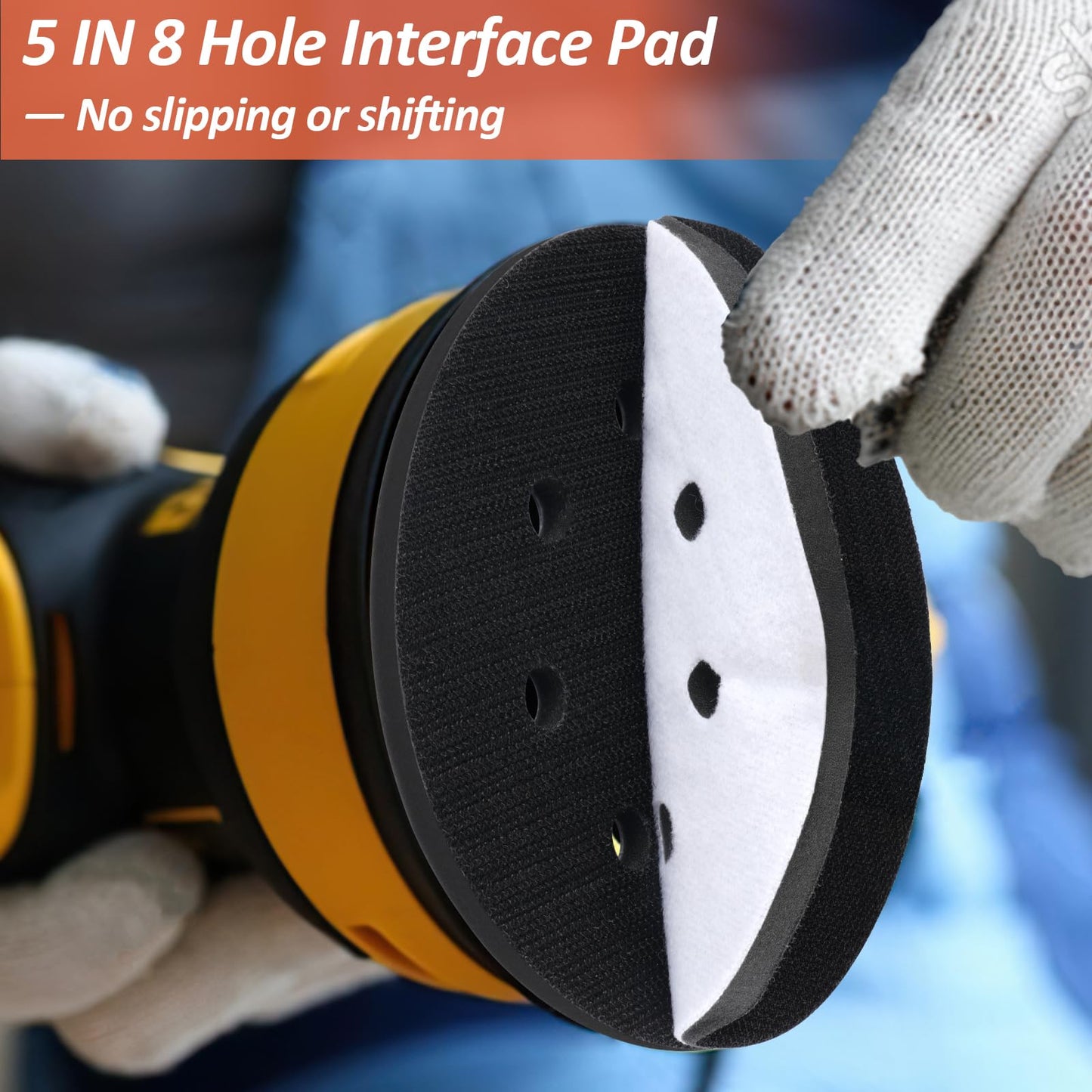 Mkobon 4 Pack 5 Inch 8 Holes Foam Sanding Pads, Soft Density Interface Pad, Hook and Loop Sponge Cushion Buffer Backing Pad for Orbital Sander