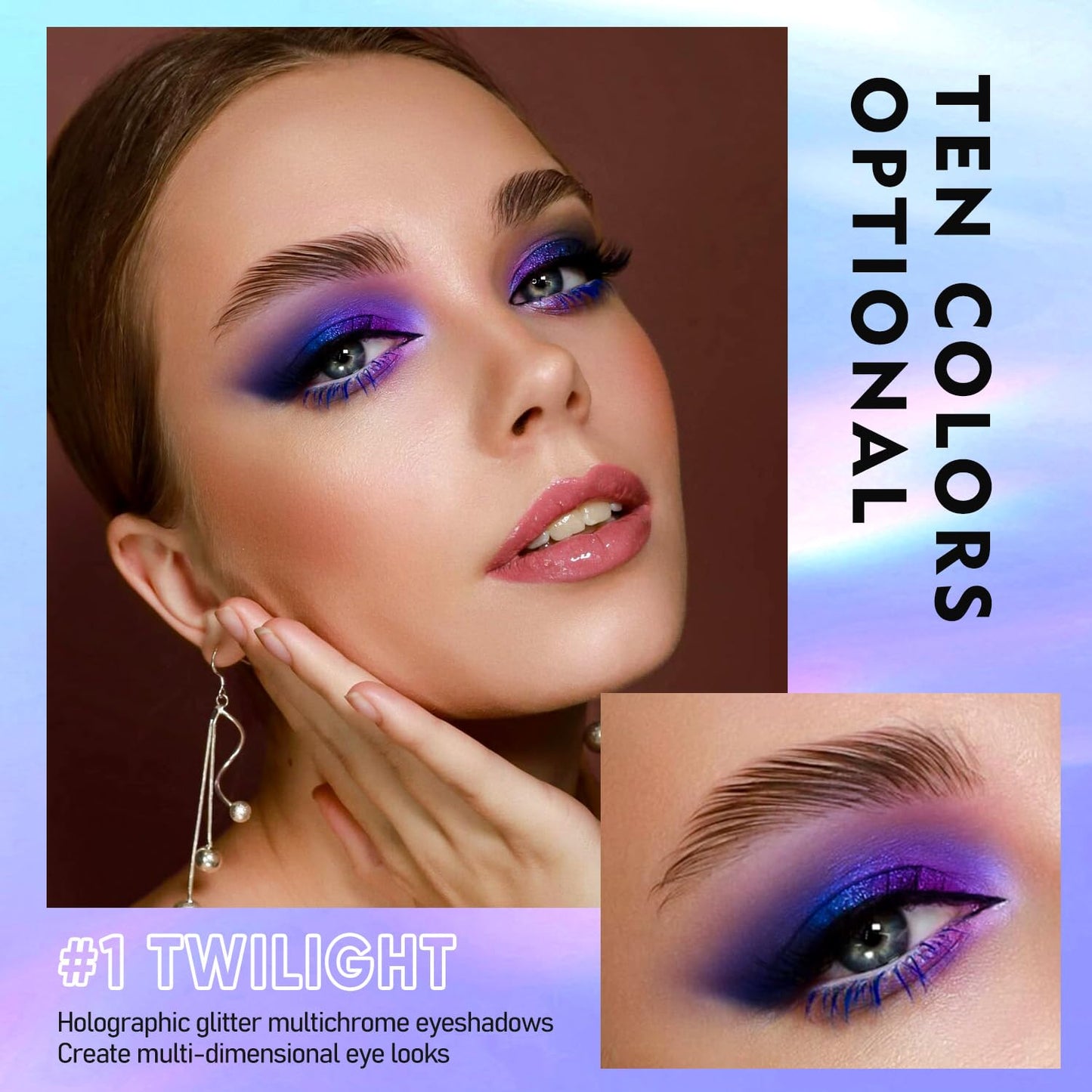 MAKI YIKA 5Pc Glitter Eyeshadow Liquid Multichrome Eyeshadows Long Lasting, Metallic Chameleon Eye Shadow Smudgeproof Holographic Eye Topper Glitters (#1+3+5+6+7)