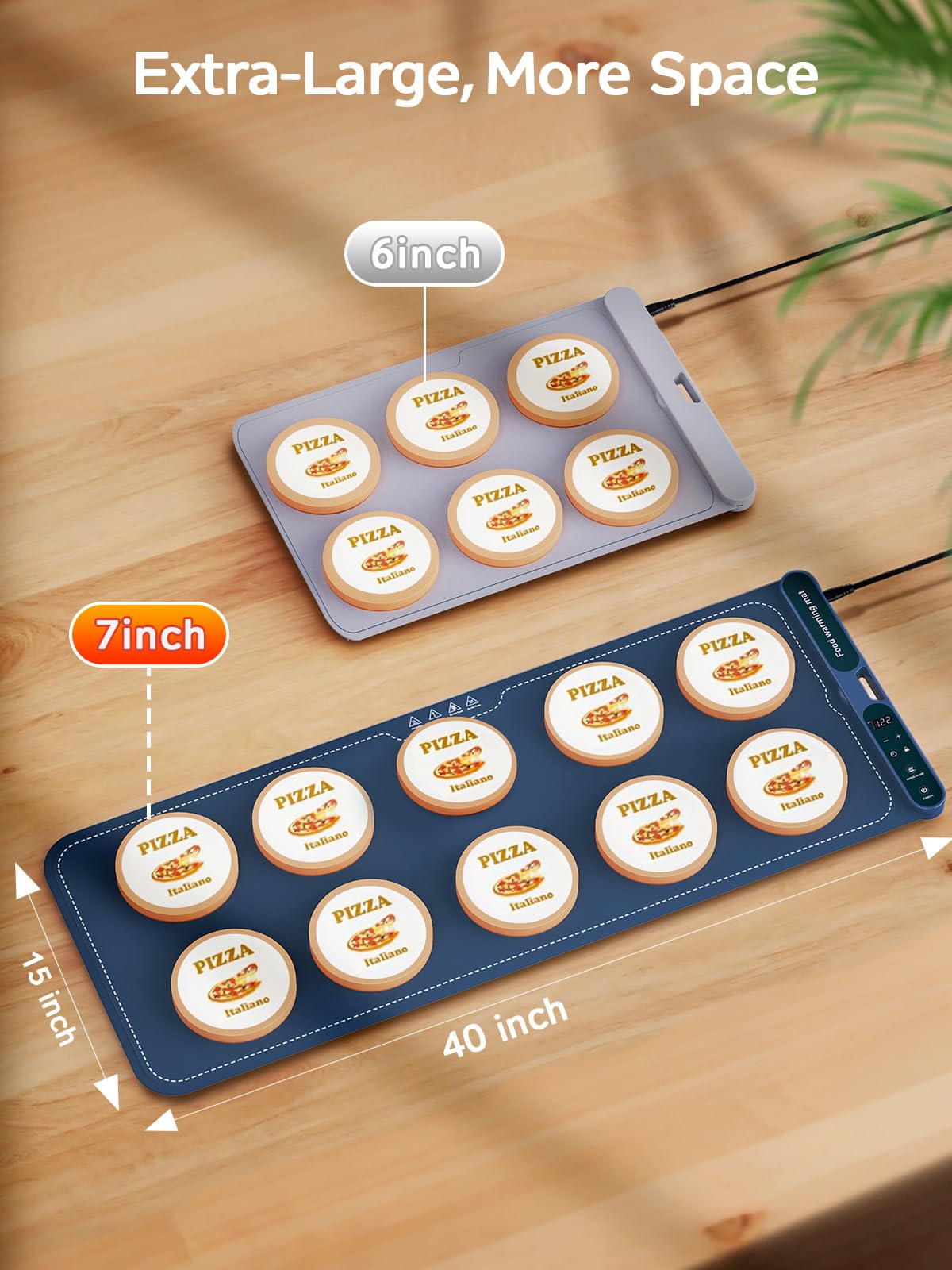 FZF Warming Mat for Food Extra Large, 40"x15" Food Warmers for Parties Buffet, with 7 Temp Level and 9 Timer Setting, Rollable Silicone Electric Warming Tray for Home, Gatherings (Blue)