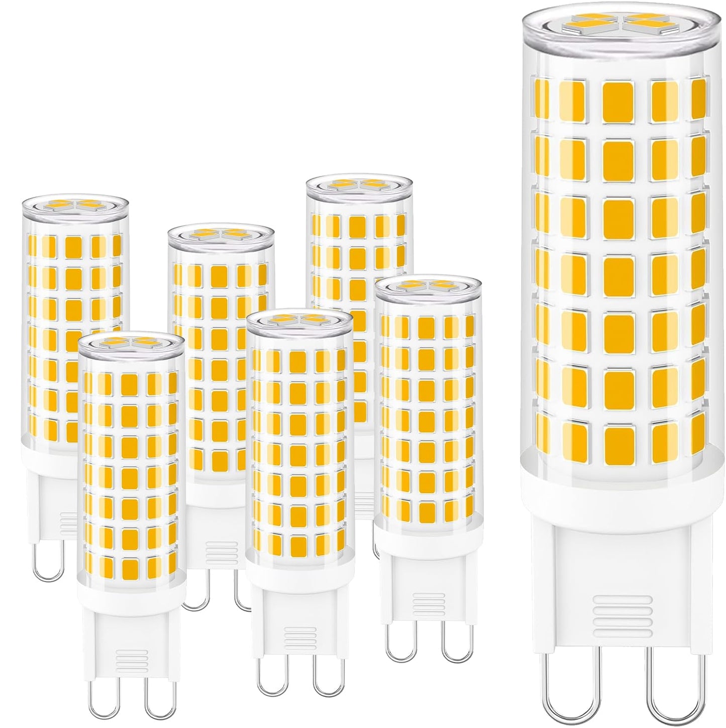 hansang G9 Led Bulb,6W(60W Halogen Bulb Replacement), Chandelier Light Bulbs,88 LEDs,Warm White 3000K,Non-dimmable,G9 Bi Pin Base,360° Transparent Plastic,550LM,Pack of 6