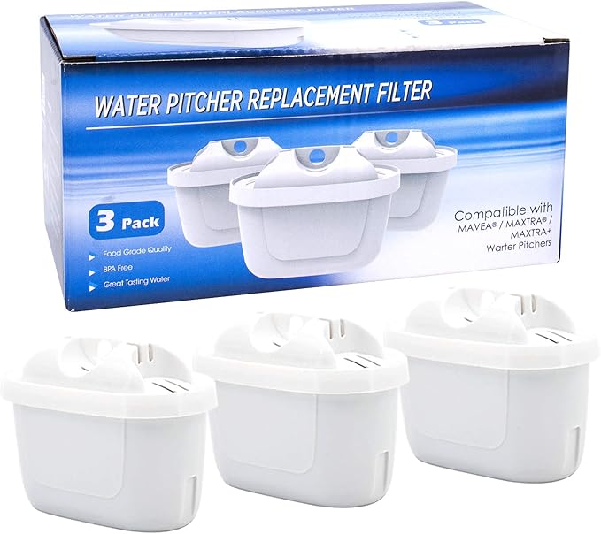 Anmumu 1001122 Replacement Filter for Mavea 1001122 Maxtra and LEVOIT Pitcher Water Filter cartridges with Lead&Arsenic Removal (3 Pack)