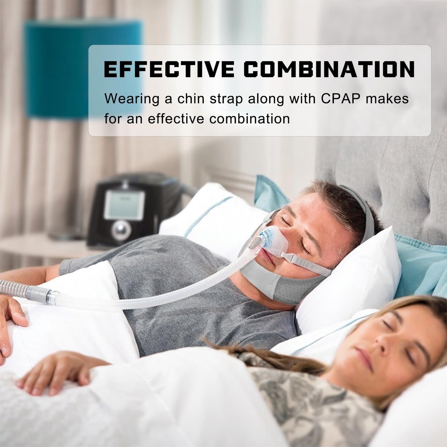 Forzacx Chin Strap for Cpap Users Anti Snoring Devices 2 Pack - Breathable Cpap Chin Strap Snoring Solution, Effectively Reduce Snoring, Non-Stick Hair, Don't Fade - Black&Grey