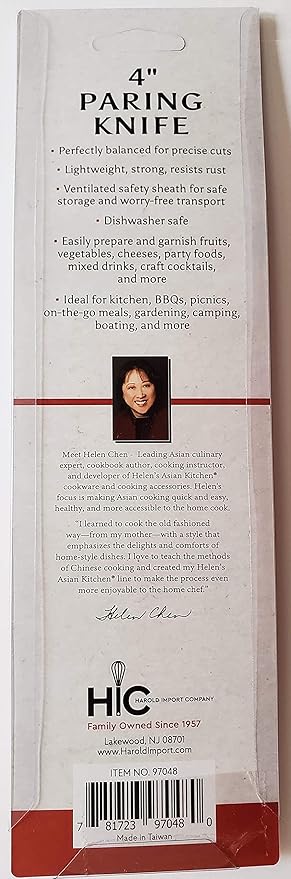 Helen's Asian Kitchen Universal Picnic Knife with Storage Sheath, High-Carbon Stainless Steel, 4-Inch