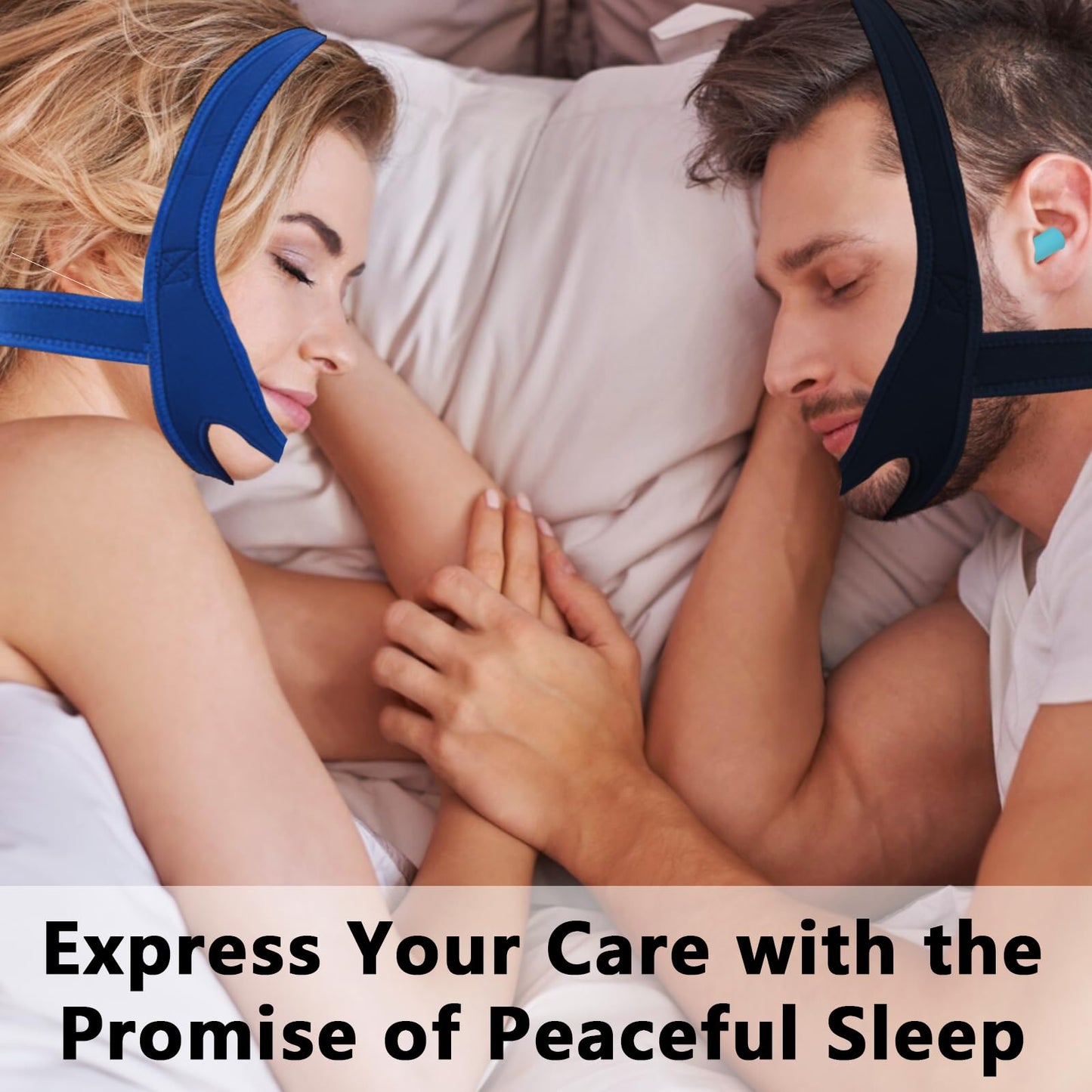2 Pcs Chin Strap for Sleeping,Adjustable Anti Snoring Chin Strap to Keep Mouth Closed,Jaw Strap for Sleep for Men Women,with Two Pairs of Earplugs,Stops Snoring & Dry Mouth