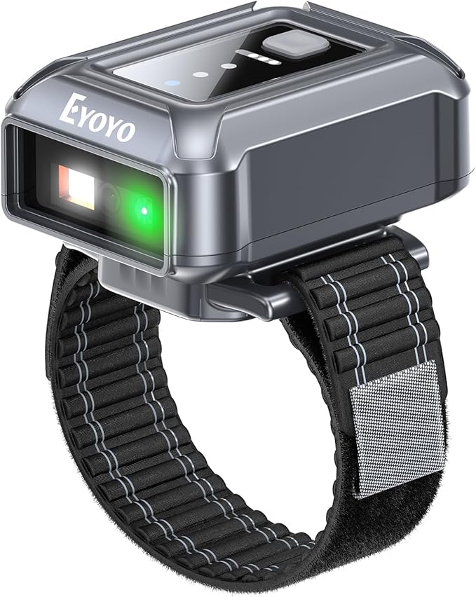 Eyoyo Wristband Wearable Barcode Scanner: Hands-Free Fast 1D 2D Code Scanning, Portable Mini Bluetooth Wireless USB QR Cod...