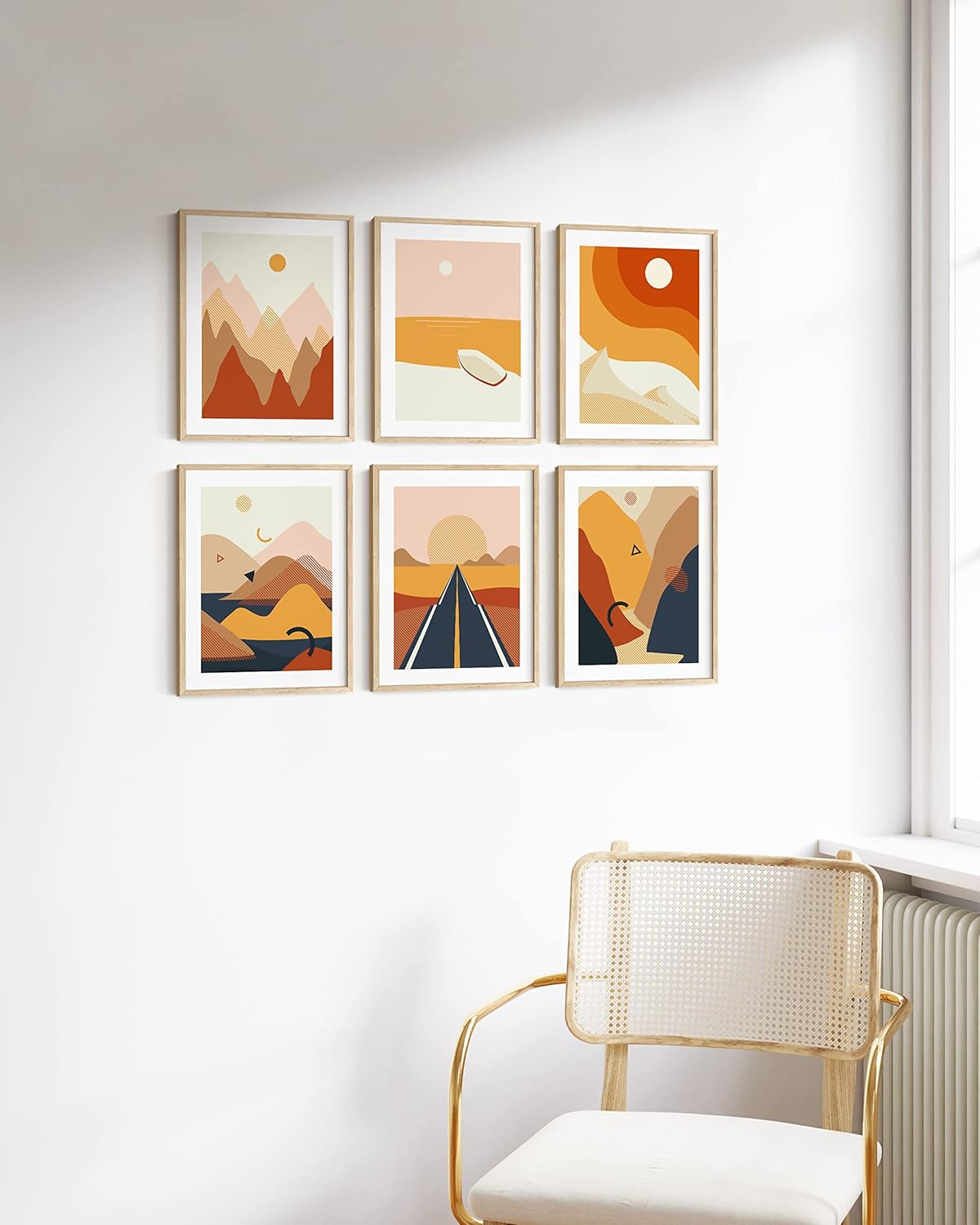 HAUS AND HUES Set of 6 Modern Aesthetic Mountain Wall Art - Abstract Minimalist Landscape Wall Art Posters (11"x14" UNFRAMED)