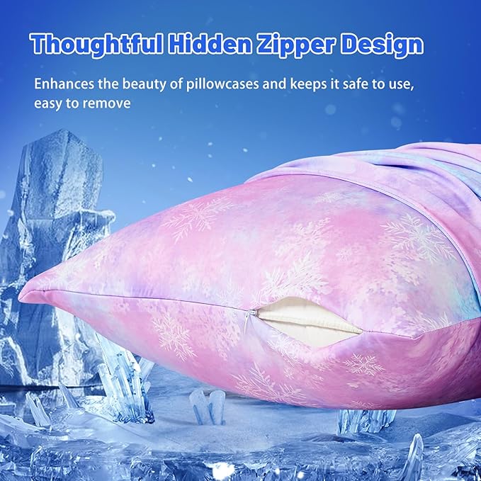 Cooling Pillow Cases for Hot Sleepers - Double Side Arc-Chill Q-Max>0.5 Cooling Fiber Cool Pillow Cases 2 Pack - Breathable Soft Cold Pillow Cases with Hidden Zipper (20" x 26")