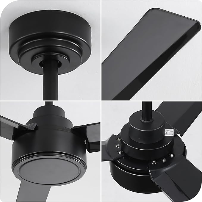 NicBex Ceiling Fan 52 Inch Ceiling Fan without Light Ceiling Fans with 3 ABS Blades and Remote Control Reversible DC Motor Ceiling Fan for Bedroom, Living Room, Black