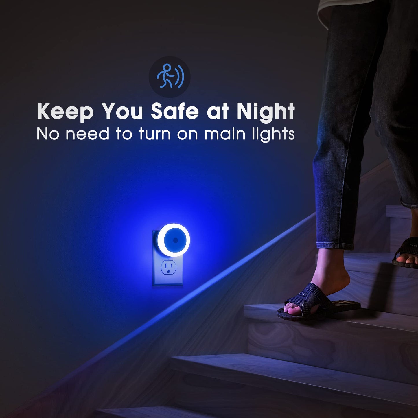 Briignite LED Night Light 2 Pack, Plug-in, Light Sensor, Blue, Model NL003B, 0.6W 60LM