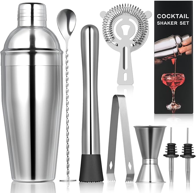 Cocktail Shaker Set, 8-Piece Bar Set, Practical Bartender Kit, Includes Many Bartending Accessories,Great Choice for Home,...