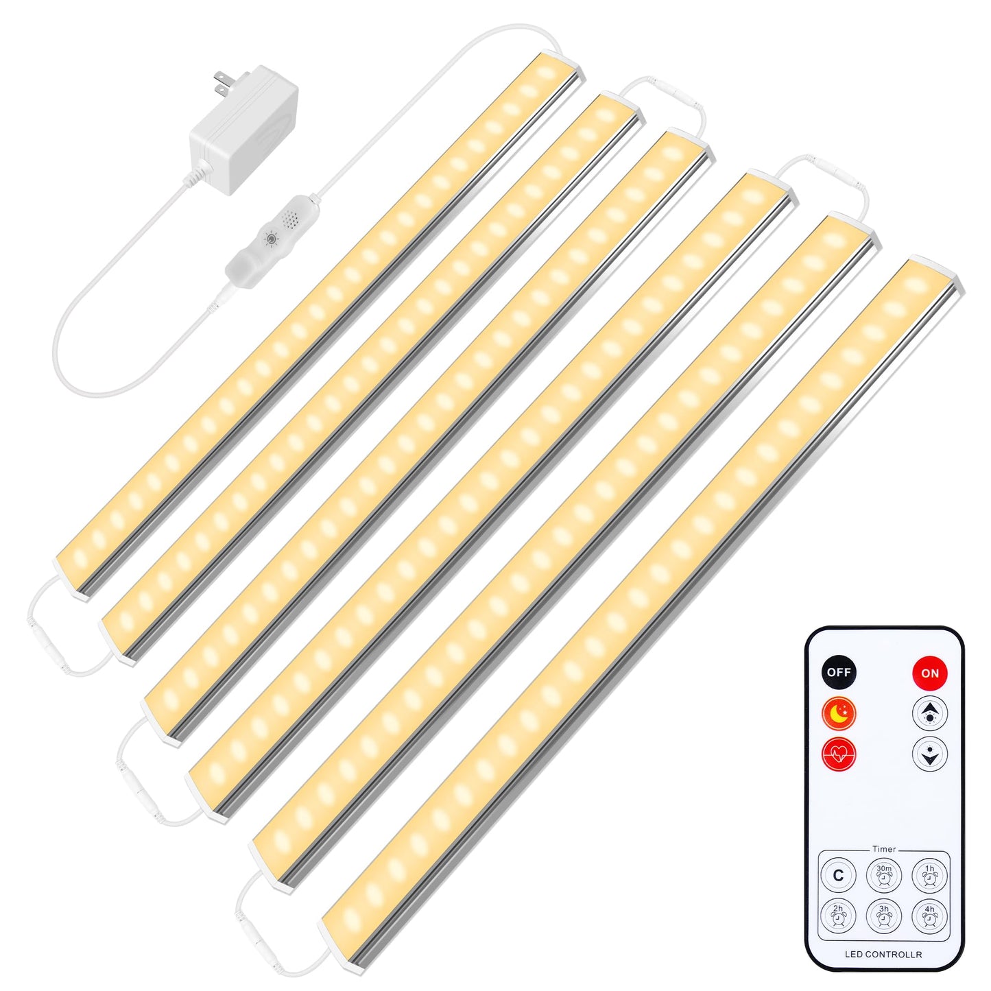 maylit Under Cabinet Lights, 6 Pcs 12 Inch, Ultra Thin, Dimmable, Warm White (2700K), Aluminum, Model 6PCS-2700K-6000