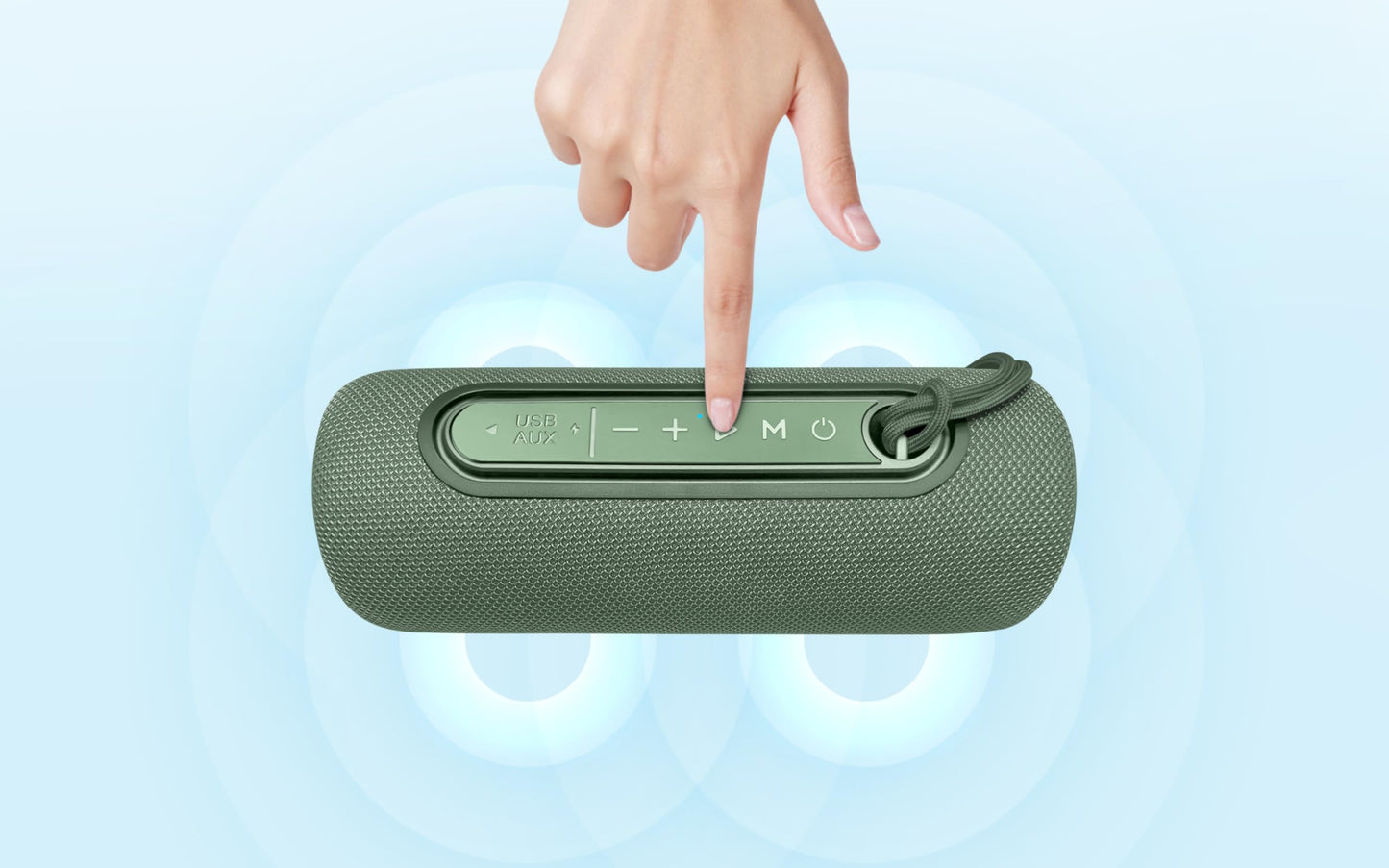 Fisher Portable Bluetooth Speaker IPX5 Waterproof Speaker, 14W PEAK Power Bluetooth Stereo, 8H Playtime, LED Lights, TWS, BT 5.3, Built-in Mic, Hands Free Calling, Wireless Electronics, Home & Outdoor