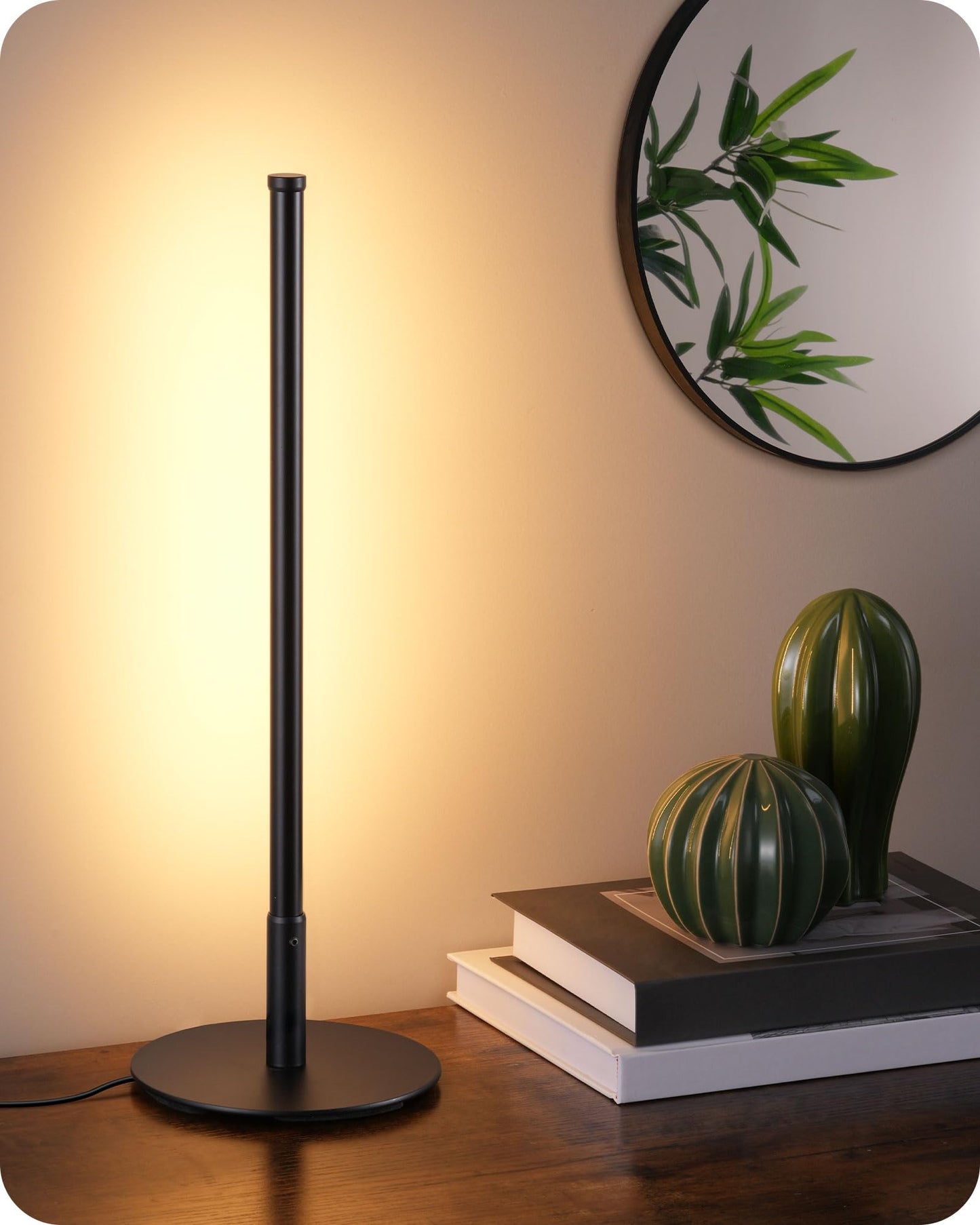 EDISHINE LED Table Lamp, Minimalist Design, 3 Dimmable Color Temperatures, Black Aluminum Finish, 6W