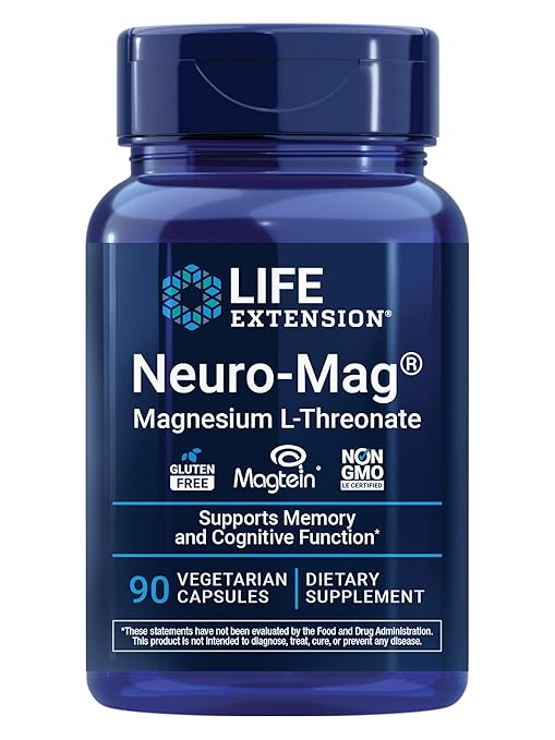 Life Extension Neuro-Mag Magnesium L-Threonate, Memory Health, Quick Thinking, Cognitive Health Support, Vegetarian, Non-G...