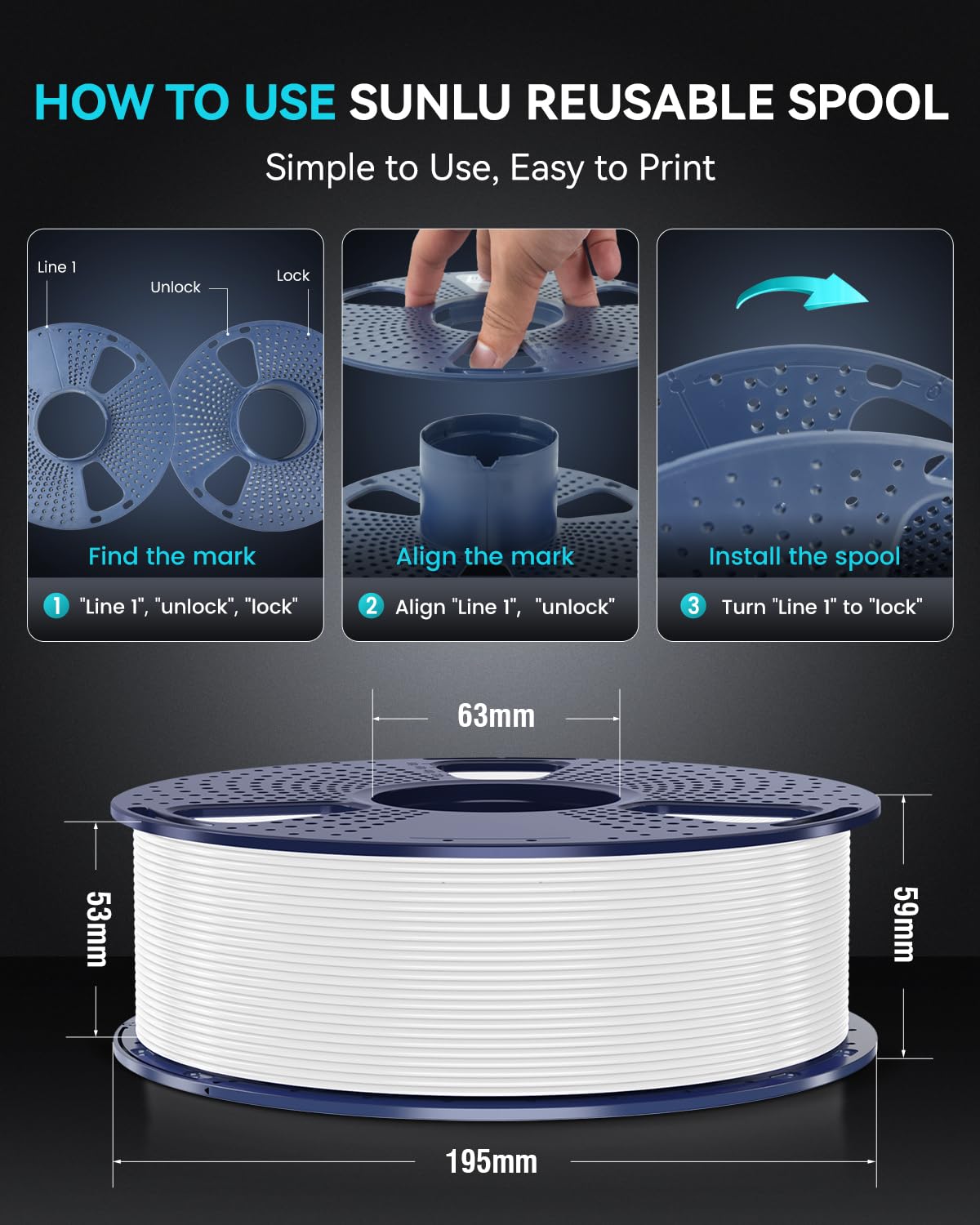 SUNLU High Speed PETG Filament 1.75mm Bundle, Less Stringing PETG 3D Printer Filament, 2kg in Total, 1kg per Spool, 2 Pack, Black+Black