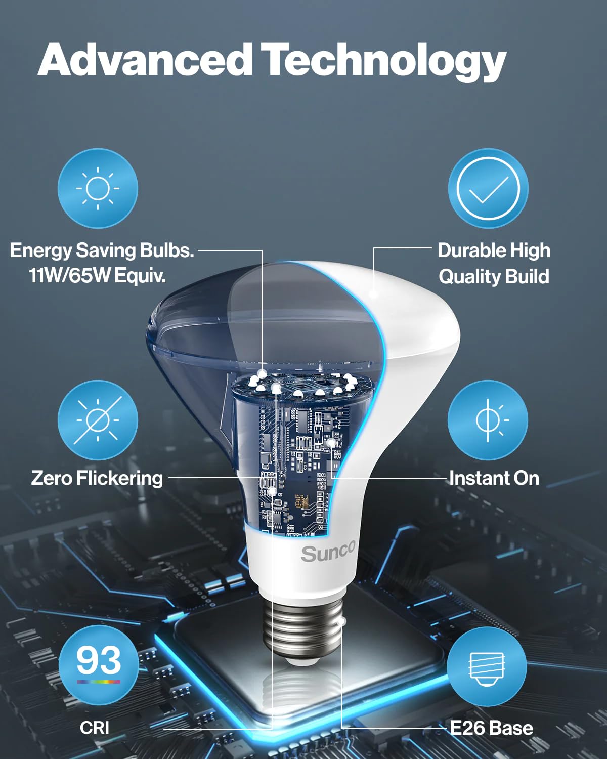 Sunco 12 Pack BR30 Light Bulbs LED, Recessed Can Light Bulbs, Indoor Flood Bulb, 850 LM, 11W (65W Equivalent), 4000K LED Light Bulb Cool White, Dimmable, E26 Base, for Home, Kitchen, Bedroom UL