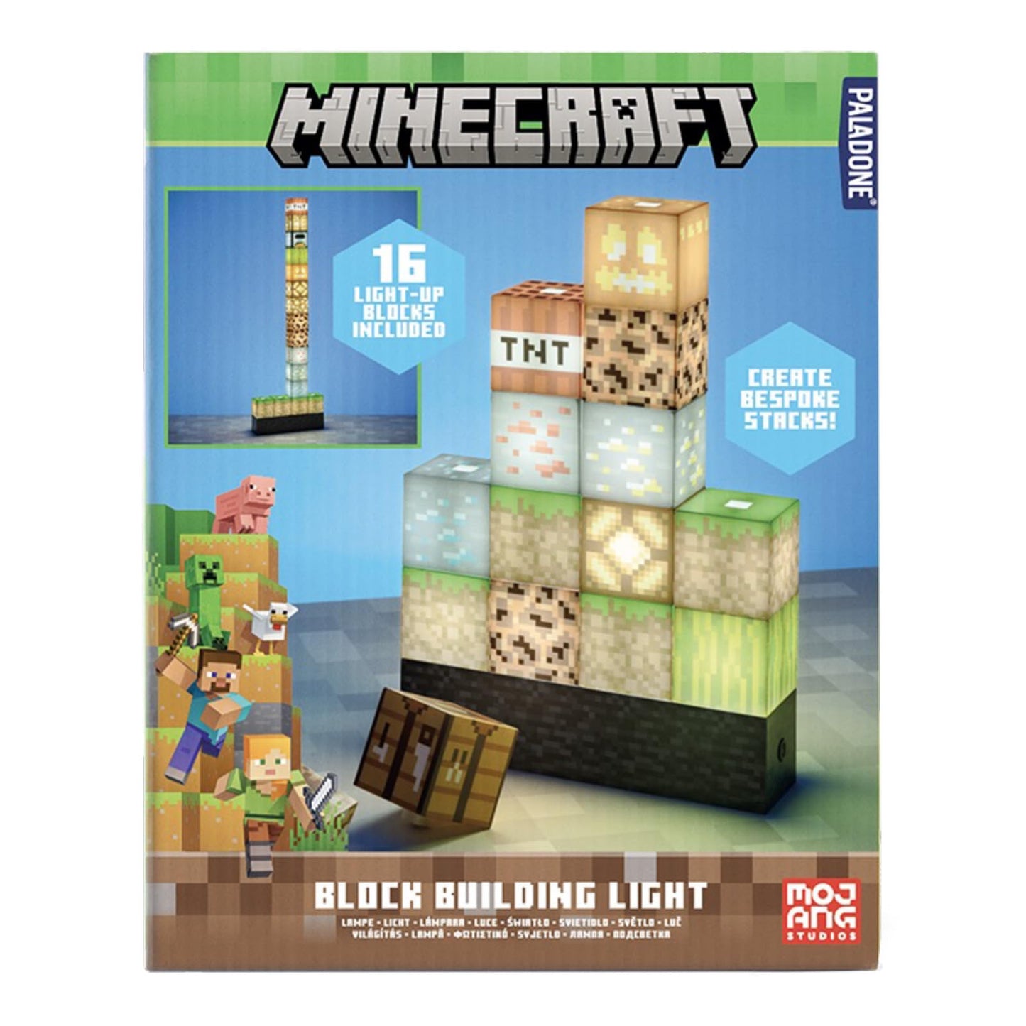 Paladone Minecraft Building Block Night Light - Officially Licensed LED Lamp for Boys?Bedrooms, Gaming Decor & Gifts - Fun Minec