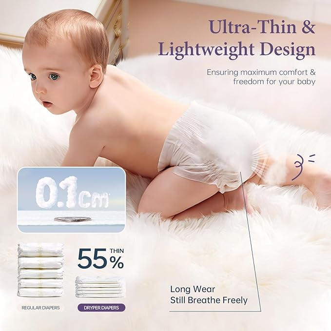 Baby Nappies - Size 4 (10-15kg / 22-33 lbs), 6 x 7 Nappies (42 Total), Ultra Soft Nappies Super Absorption Core Disposable Baby Diapers