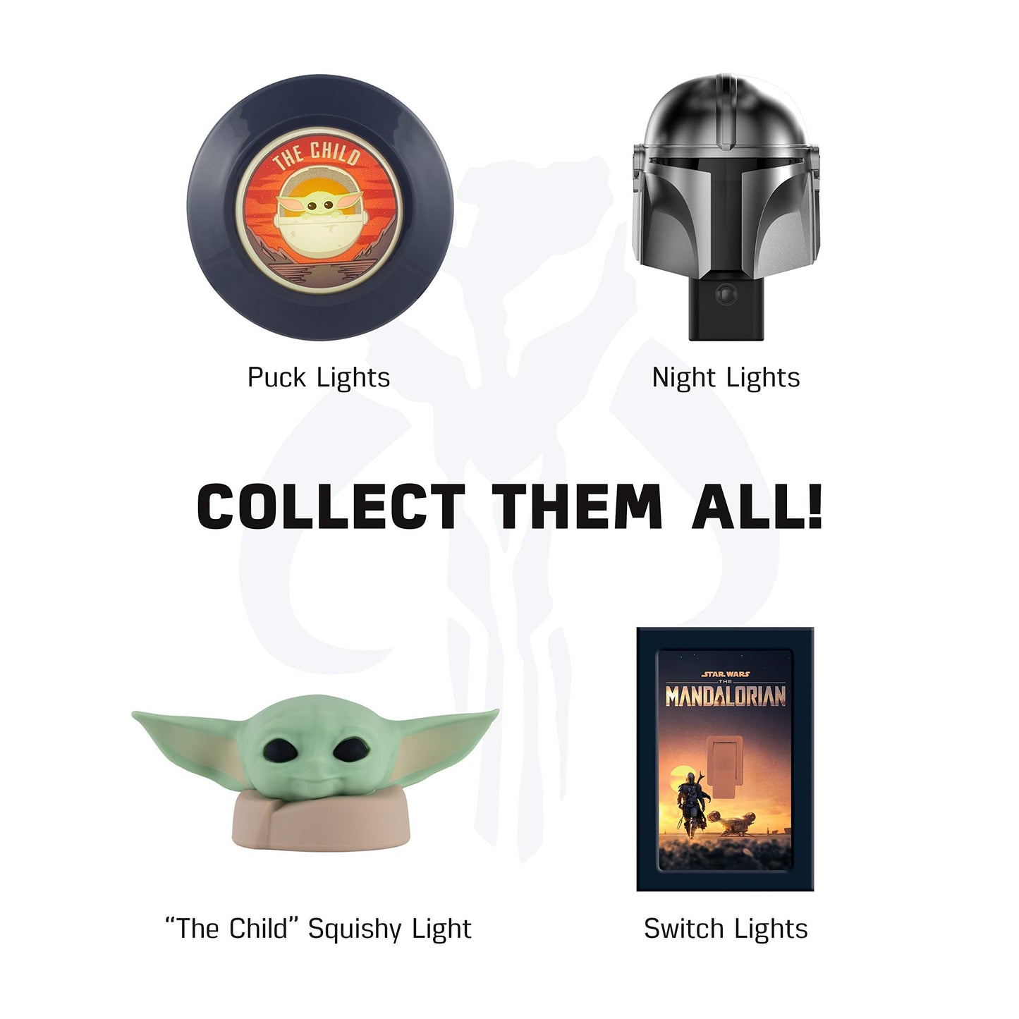 Projectables Mandalorian Led Night Light, Galaxy Projector, 1 Pack, Black, Model 53216, Ideal For Kids Bedroom, Nursery, And Playroom