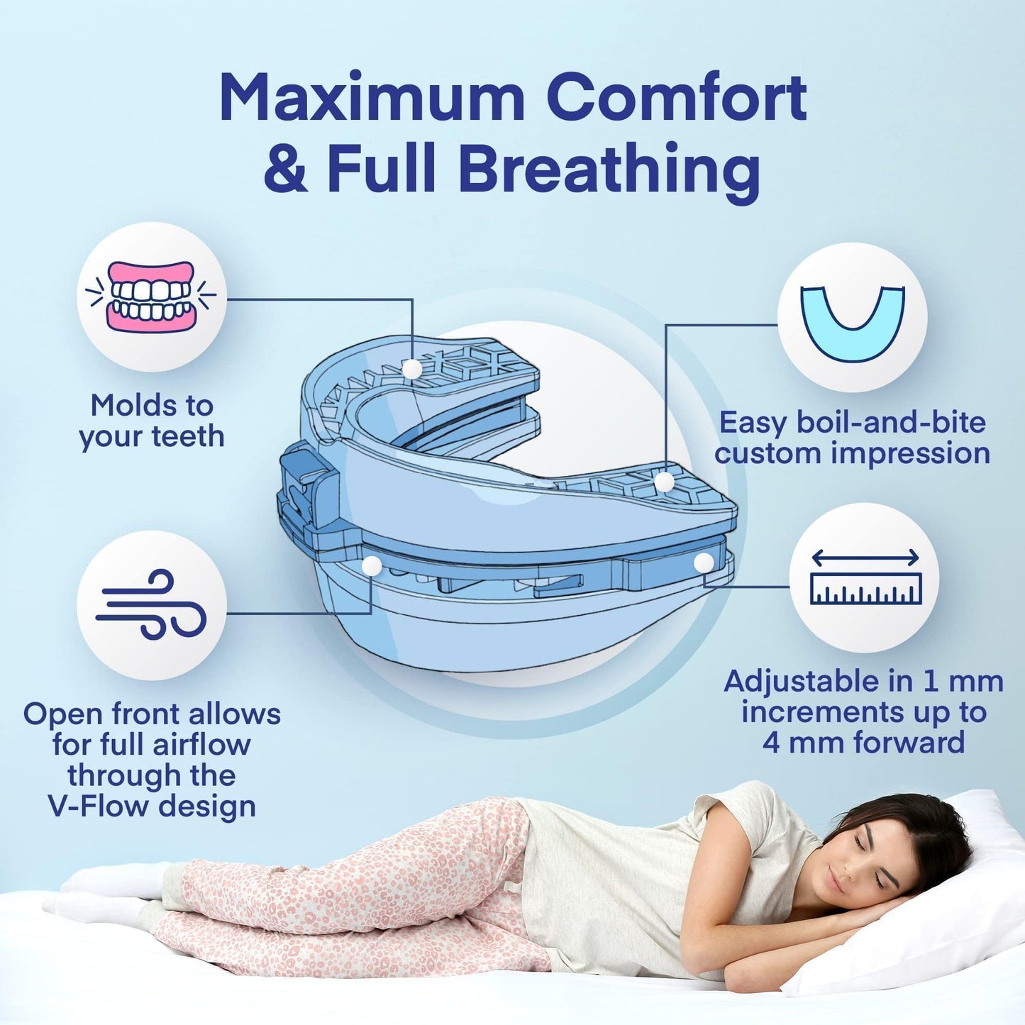 Difiney Anti Snoring Device: FDA-Cleared Anti Snoring Mouthpiece Mouth Guard - Effective Anti Snore Solution for Men and Women to Reclaim Peaceful Sleep (Blue)