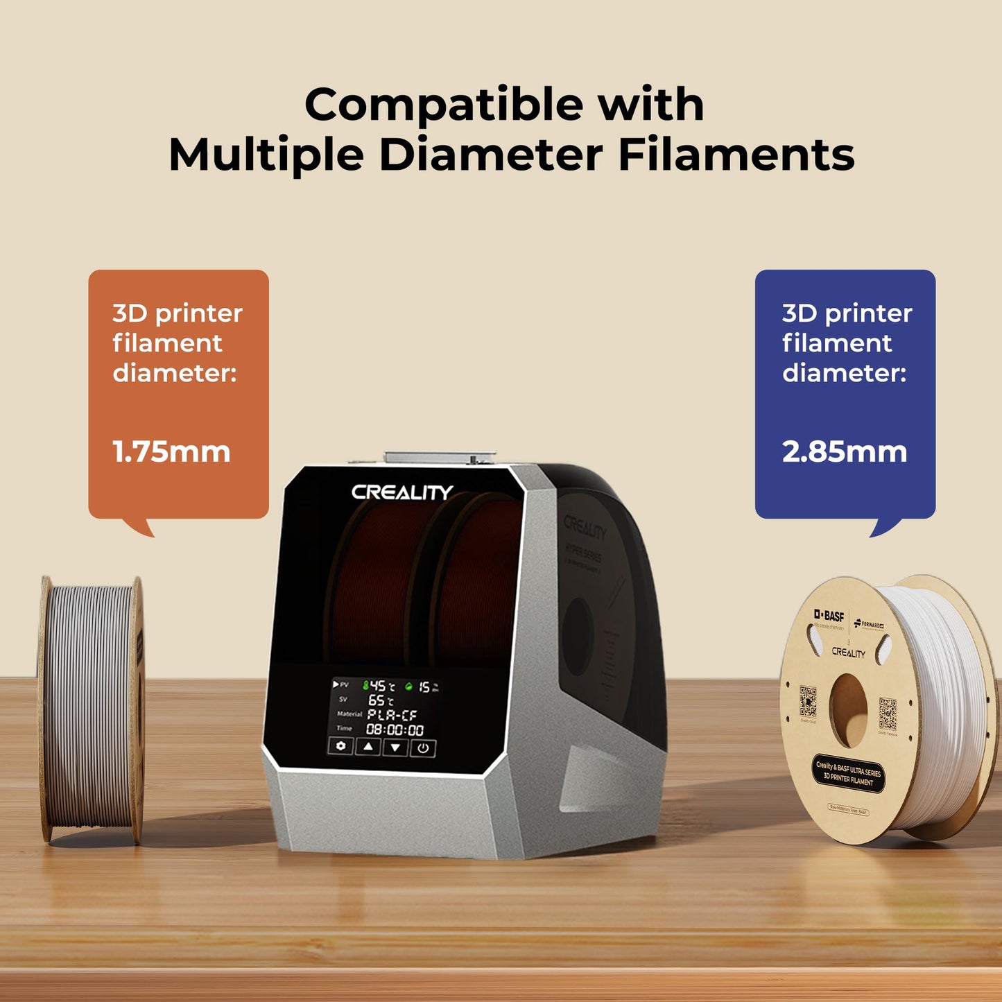 Creality Filament Dryer Box,Dual-Spool Creality Space Pi Filament Dryer Plus with 360° Fast Heating & PTC Heater,4" Touch Screen,Compatible PLA,Silk PLA,ABS,PETG,TPU,Nylon,ASA,PC,PA & More