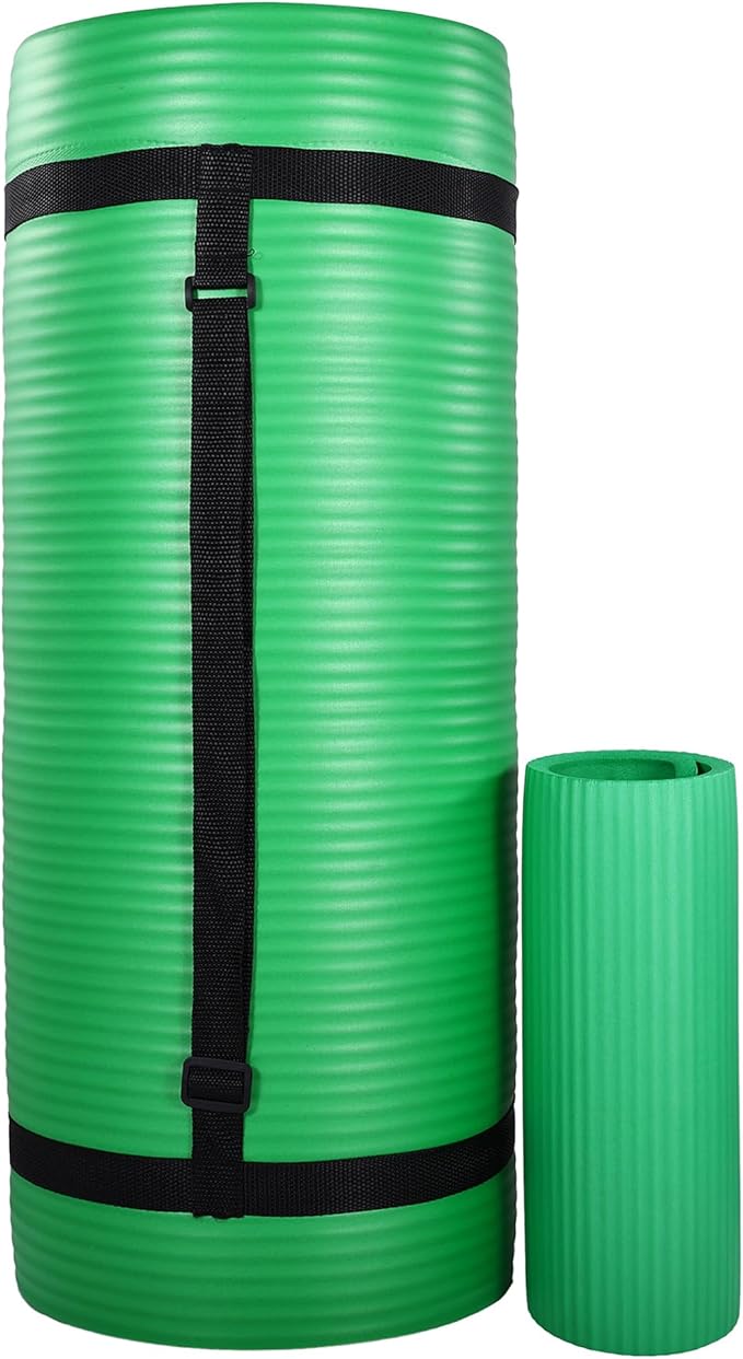 BalanceFrom 71x24 Inches Yoga Mat with Knee Pad and Optional Blocks – Extra 1-Inch Thick Non-Slip Foam with Anti-Tear Surf...