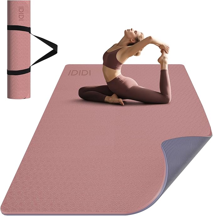Large Yoga Mat (6'x 4') - Extra Long and Wide Workout Mat for Men and Women,Non-Slip POE 0.32''/0.4'' Thick Fitness Mat, E...