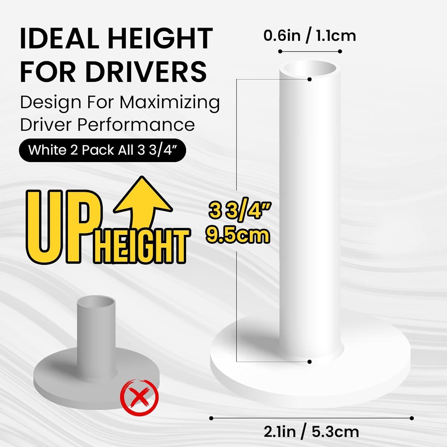 Amy Sport Golf Rubber Tees Ultra Long Size 3 3/4" Value 2 or 3 Pack, Adjustable Length Tee Holder for Driving Range Durable Practice Mat, Golf Accessories for Indoor Outdoor Backyard