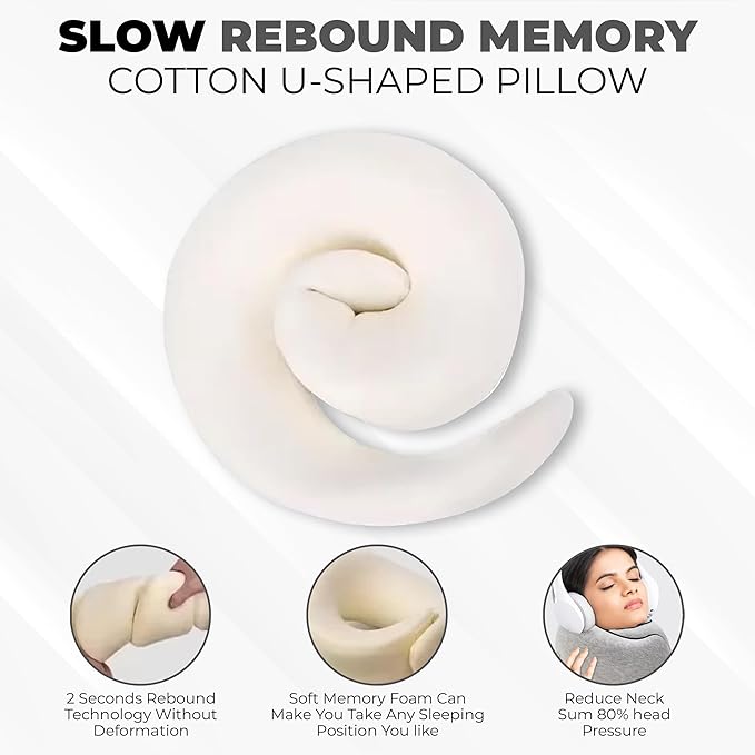 Airplane Travel Neck Pillow, Memory Foam Airplane Travel Pillow, 360 Degree Comfort and Breathability, Washable Modal Cover.Travel Neck Pillow for Airplane, Neck Pillow Airplane (Pink)