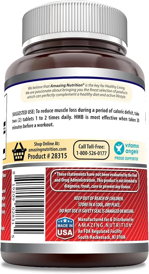 Amazing Formulas HMB 2000mg per Serving 120 Tablets Supplement | Non-GMO | Gluten Free | Made in USA (2 Pack)
