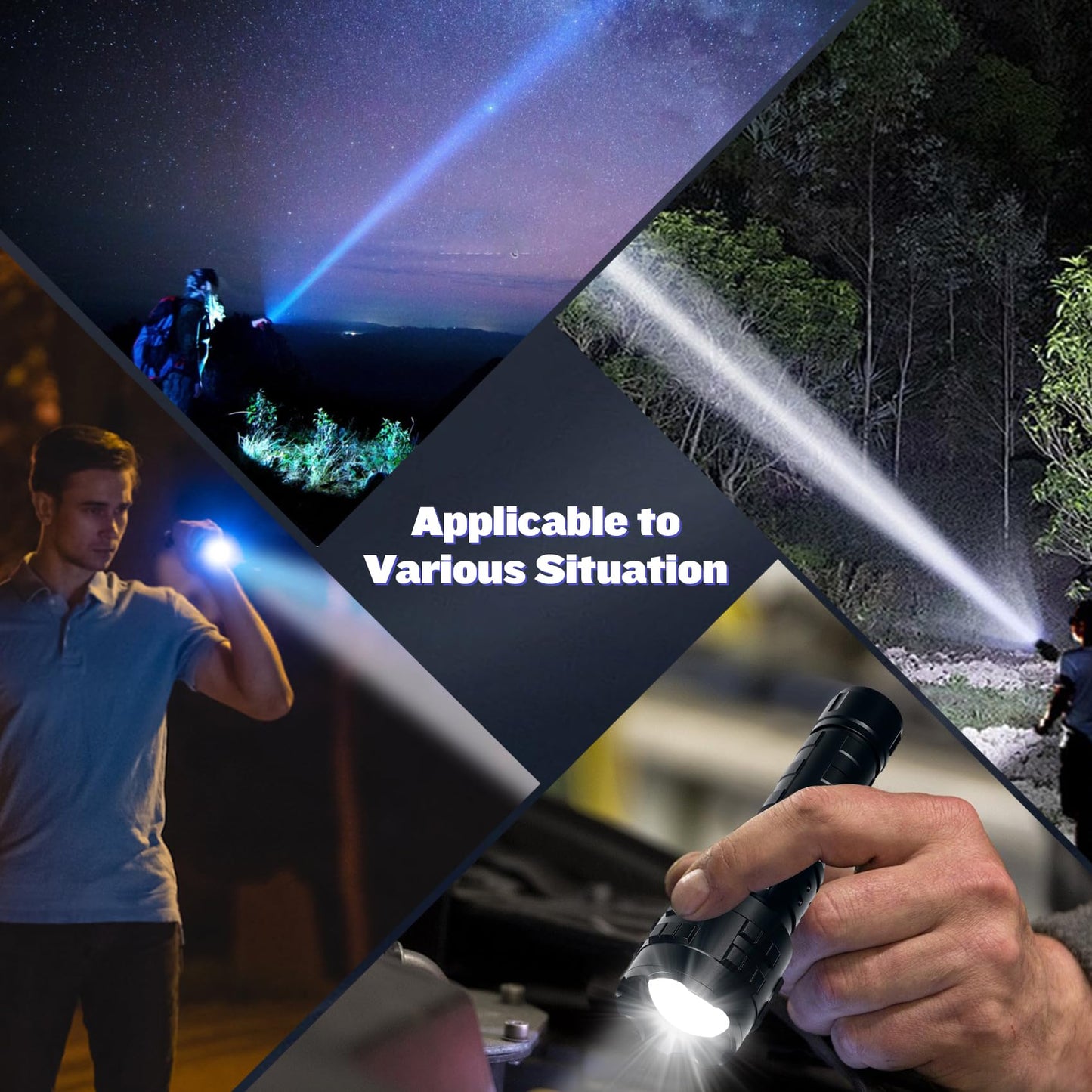 Hmfree Flashlights High Lumens Rechargeable  1000000 Lumens Hight Lumens Super Bright Handheld Led Flash Light Powerful Emergency Linternas  Waterproof  Long Lasting  For Hiking Camping Gift