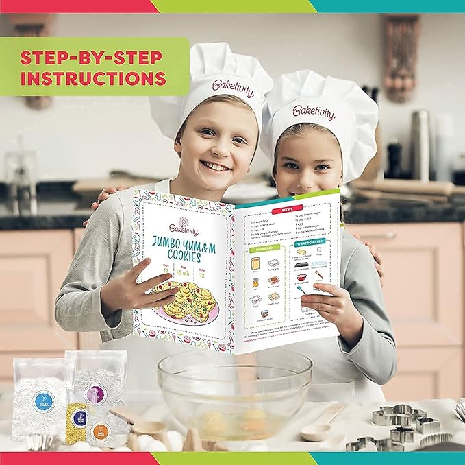 Baketivity Baking Kit Bundle – DIY Jumbo Yum&m Cookies & Delicious Cake Pops – Kids Baking Set with Pre-Measured Kosher Ingredients, Illustrated Recipes & Video Tutorials – Fun Activity for Ages 6-12+