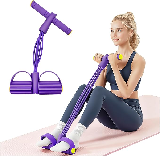 Multifunctional Pedal Resistance Band with Handle,4/6/8 Tubes for All Weights,Upgrade Heavy-Duty TPE Tubes with 300% Stret...